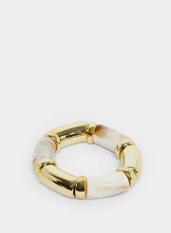 Styli Gold Tone and Marble Effect Stretch Bracelet